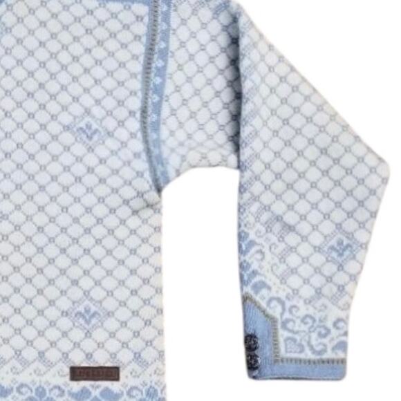 Dale of Norway Cardigan Blue White Wool Nordic Fair Isle Knit Sweater Sz Medium - Picture 6 of 10